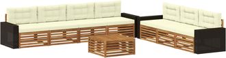 vidaXL Conjunto De Sof&aacute;s De Exterior 8 Uds. Natural Y Crema Poli&eacute;ster Vidaxl
