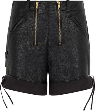 Philosophy di Lorenzo Serafini Korte Broeken, Dames, Zwart, M, Leer, High-waist Faux-leather Shorts