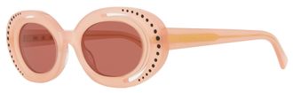 Marni Zion Oval Acetate Frame with Crystal Details Sunglasses - Beige