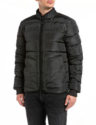 Replay Steppjacke REPLAY, Herren, Gr. M, schwarz (nearly schwarz), Web, Obermaterial: 54% Polyester, 46% Polyamid. Futter: 100% Polyester. F&uuml;llung: 100% Poly