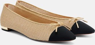 Aquazzura Gioia leather-trimmed ballet flats