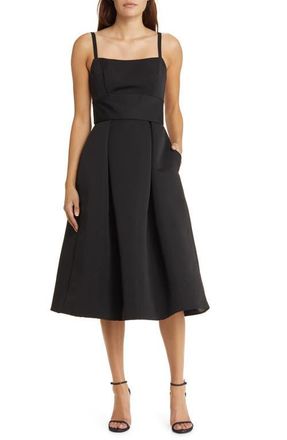 Amsale Faille Cocktail Midi Dress in Black at Nordstrom, Size 10
