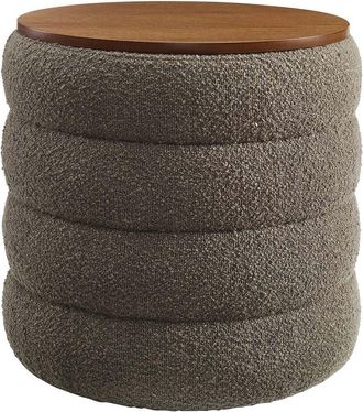 ModWay Mezzo Round Boucle Fabric Storage Ottoman Stool