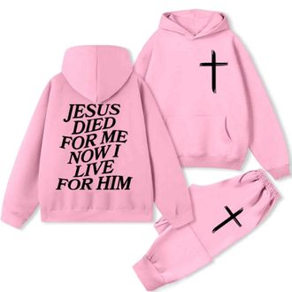 Generic Tracksuit Womens Full Set Jesus Is The Way Truth Life Hoodie Two Piece Outfit Long Sleeve Oversized Sweatshirts Jogging Pants Lounge Outfits Casual Co
