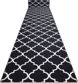 RugsX Rugsx - Alfombra De Pasillo Con Refuerzo De Goma Enrejado Tr&eacute;bol 100 Cm Marroqu&iacute; Negro Trellis 30350 Black 100x1050 Cm