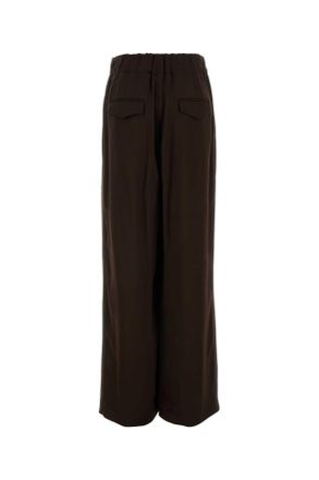 Jil Sander Womens Chocolate Satin Wide-Leg Pant Plum Pantaloni