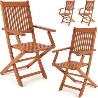 Deuba 4x Wooden Foldable Garden Dining Chairs FSC-Certified Acacia Wood Furniture Folding Dining Chair Set Sydney Weather Resistant Robust