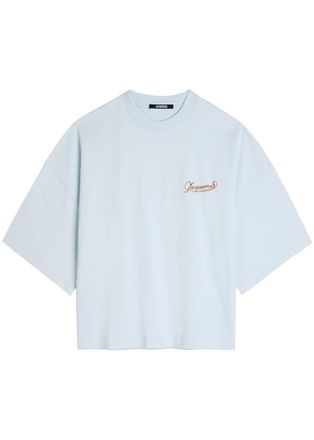 Jacquemus Le T-shirt Corto Logo-embroidered Cotton T-shirt - Blue - S (UK8-10 / S)