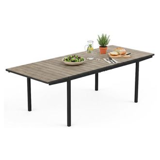 Dmora Mesa Exterior Hannibal, 8 Plazas, Mecanismo Extensible Laterales, 229x90x76h Cm Marr&oacute;n Nogal