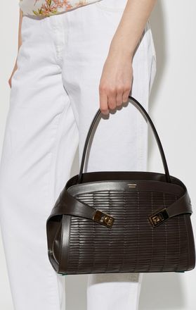 Ferragamo Leather Bag Hug, Womens, Brown