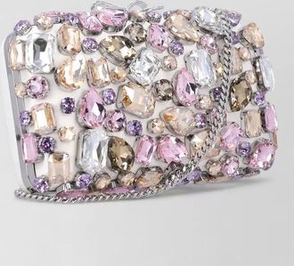 Self Portrait the bow crystal-embellished clutch bag