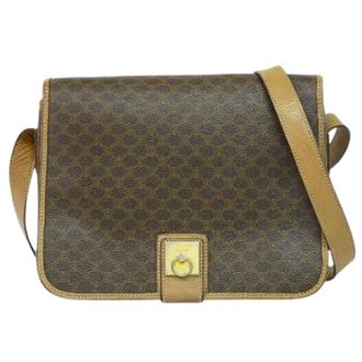 Celine Pre-owned Cross Body Bags, female, Brown, Size: ONE SIZE Pre-owned Vintage macadam shoulder bag