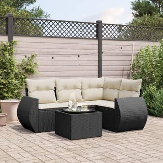 vidaXL Vidaxl - Set Divani da Giardino 5 pz con Cuscini in Polyrattan Nero