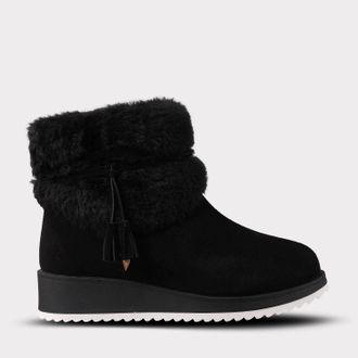 Lamofootwear Womens Bailee Suede Zip Up Wedge Boot In Black