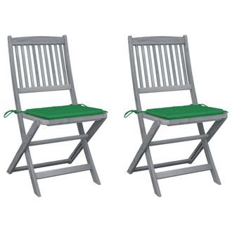 vidaXL Sillas Plegables (2 Unidades) Con Cojines, De Madera Maciza De Acacia. Vidaxl