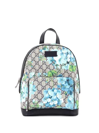 Gucci Zip Pocket Blooms Print GG Coated Canvas Small backpack - women - Fabric - One Size - Blue