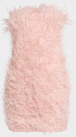 Halston Heritage Juniper Strapless Faux Feather Mini Dress