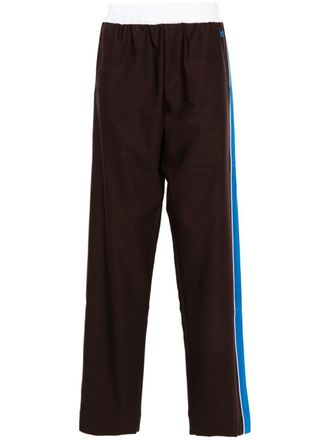 Wales Bonner stripe-detail straight-leg trousers - Brown