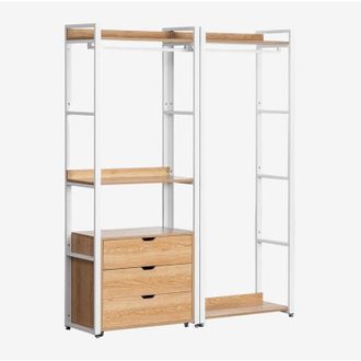 Sklum Armario Modular Abierto De 2 Piezas Con Perchero Y Cajones En Acero Y Madera Ariaster Sklum