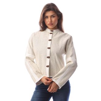 Emporio Armani Womens Blazer in White Leather - Size 10 UK