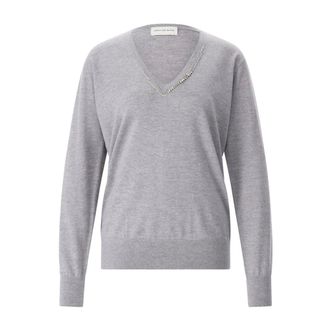 Dries Van Noten V-neck Knitwear, female, Gray, Size: M V-neck Knitwear