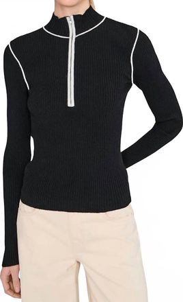 Sanctuary Sporty Rib Zip Up Top In Black