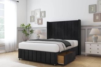 Comfort Beds Serena Naples Divan Base 2 Drawers - 54 Wingback-Footboard in Black | Size: Super King
