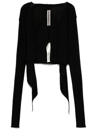 Rick Owens cropped wrap-design cardigan - women - Virgin Wool - L - Black