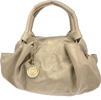 Loewe Anagram Logo Nappa Aire Hand Bag Leather Beige Leather Handbag (Pre-Owned)