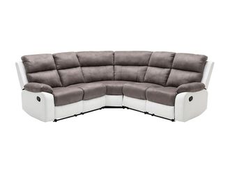 VENTE-UNIQUE.COM Sof&aacute; rinconera tela gris, blanco