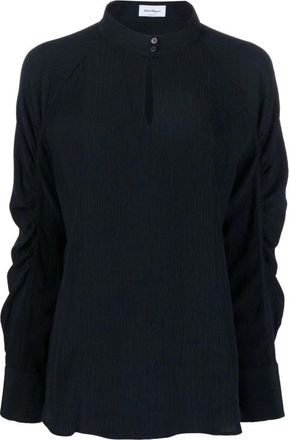 Ferragamo Casual Blauw Lange Mouw Zijden Blouse - Dames - Blouses - Blauw - M - Overhemden