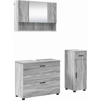 vidaXL Juego De Muebles De Ba&ntilde;o Con Caj&oacute;n Con Puerta 3 Pcs Gris Sonoma Vidaxl