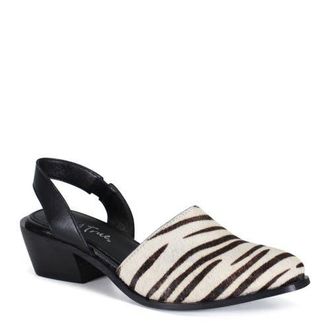 Diba PRI ORITY Leather Sling Back Western Shoe in Zebra/black at Nordstrom, Size 10