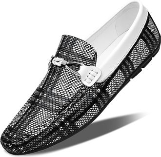 Generic Mens Classic Penny Loafers Moccasins Fashion Casual Slip-On Driving Boat Shoes for Male (White,6.5)