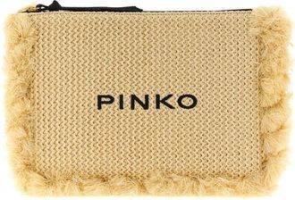 Pinko Gevlochten Clutchtas met Raffia-Effect - Dames - Clutches - Beige - ONE Size - Tassen