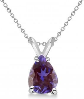 Allurez Pear-Cut Lab Alexandrite Solitaire Pendant Necklace 14k White Gold (1.00ct)