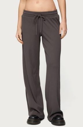 Edikted Cicilia Rib Drawstring Pants in Dark-Gray at Nordstrom, Size X-Small