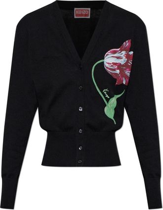 Kenzo Gebloemd Vest - Dames - Vesten - Zwart - S - Katoen - Truien & Vesten