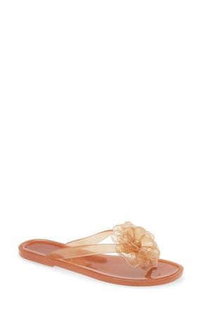Arezzo Jelly Flower Flip Flop in Brown at Nordstrom, Size X-Large