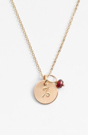Nashelle 14k-Gold Fill & Semiprecious Birthstone Zodiac Mini Disc Necklace in Capricorn at Nordstrom