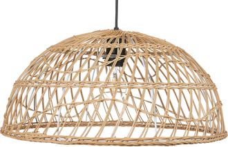 Beliani L&aacute;mpara De Techo De Rat&aacute;n Beige Natural 123 Cm Colgante Pantalla Abierta Ravine