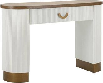 Dmora Consolle Bergolo, Tavolo multiuso, Mobiletto dappoggio, Scrivania da corridoio, 121x40 h78 cm, Bianco e Marrone - Dmora