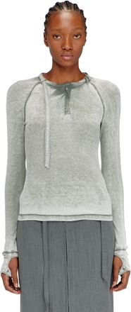 Diesel Rib-jersey top with biker neck strap - T-Shirts - Woman - Grey