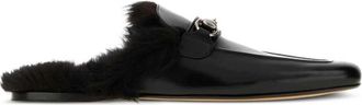 Gucci Horsebit Shearling-trim Mules