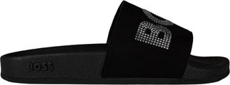 HUGO BOSS Zwembadslippers met strass voor dames (Zwart)
