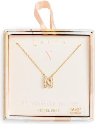 Leith Cubic Zirconia Initial Pendant Necklace in N- Clear- Gold at Nordstrom Rack