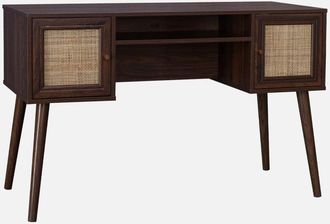 Sweeek Sweeek - Escritorio decoración madera con 2 puertas, Boheme, Madera oscura, 120x55x76.5 cm