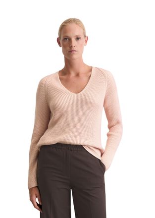Marc O'Polo V-Ausschnitt-Pullover MARC OPOLO, Damen, Gr. S, pastel rose, Strick, Obermaterial: 100% Baumwolle, B&uuml;ndchen, Pullover V-Ausschnitt-Pullover