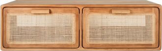Miliboo Mueble De Ba&ntilde;o Suspendido De Madera Maciza De Teca Y Rejilla De Rat&aacute;n L120 Cm Balia