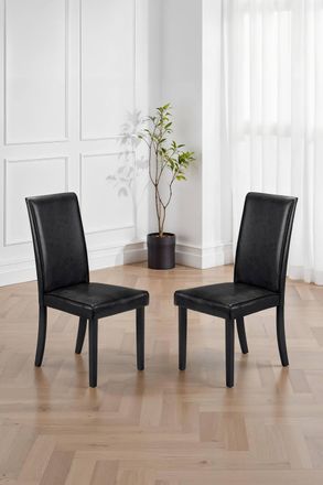 Julian Bowen Hudson High Back Upholstered Dining Chair (Set of 2) in Black